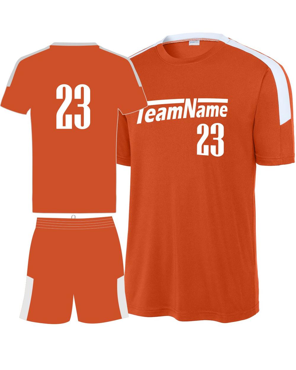 Sport-TEK Youth Competitor United Custom Cross-Training Uniform, color: Deep Orange/White