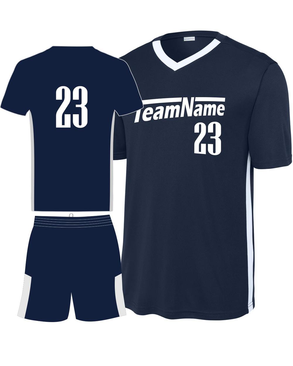 Sport-TEK Youth Competitor United V-Neck Custom Cross-Training Uniform, color: True Navy/White
