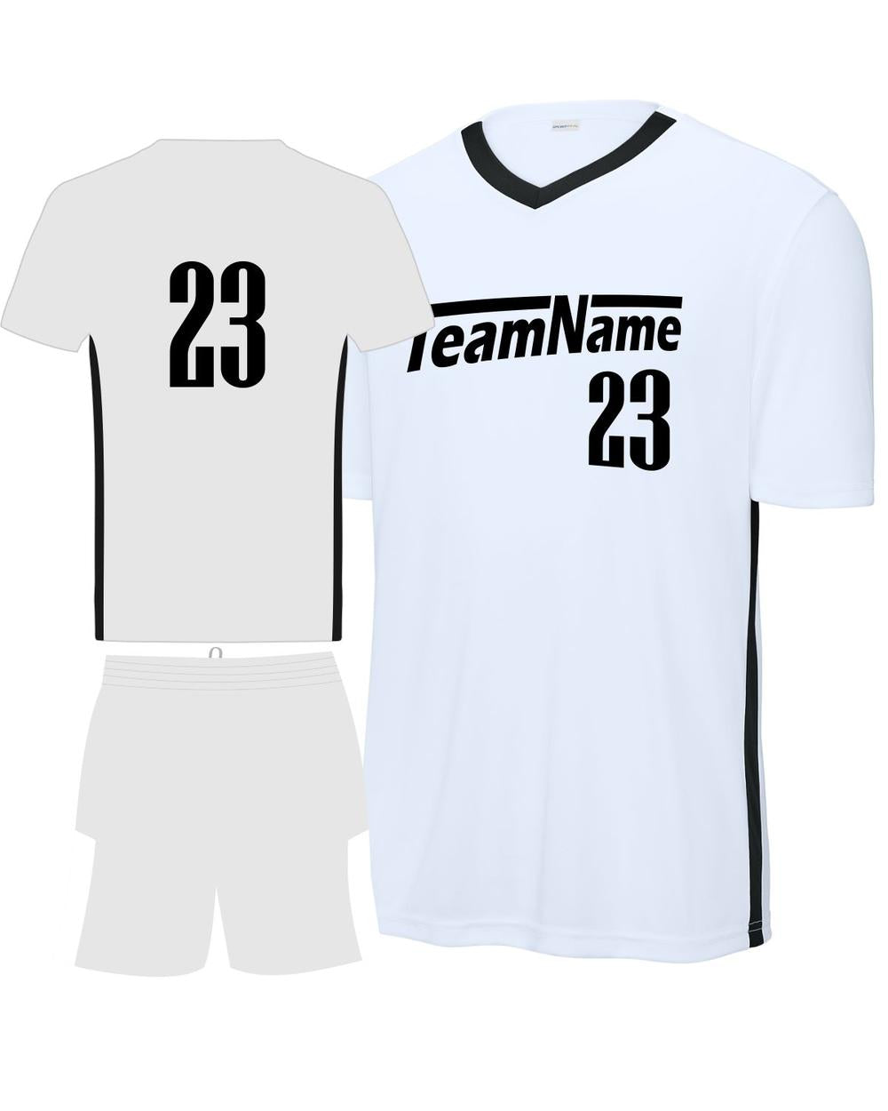 Sport-TEK Youth Competitor United V-Neck Custom Cross-Training Uniform, color: White/Black
