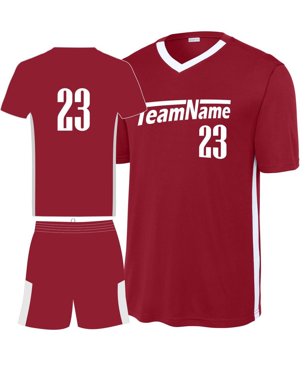 Sport-TEK Youth Competitor United V-Neck Custom Cross-Training Uniform, color: Deep Red/White