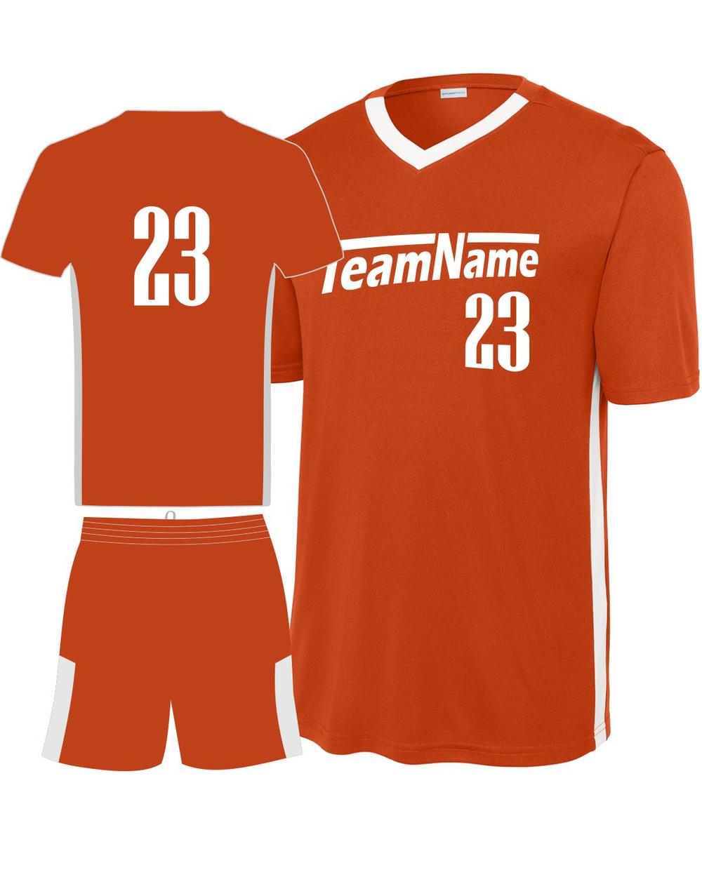 Sport-TEK Youth Competitor United V-Neck Custom Cross-Training Uniform, color: Deep Orange/White