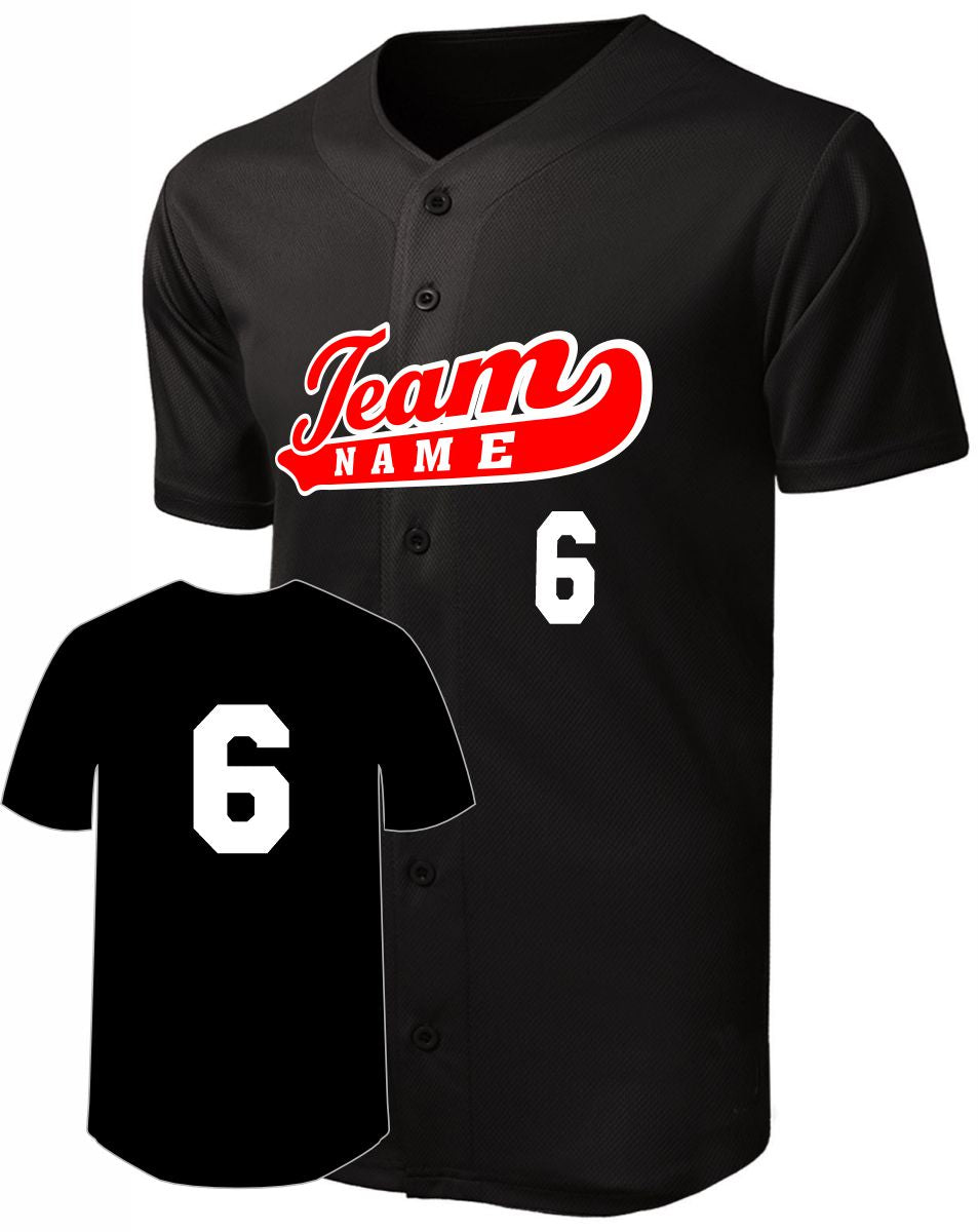 Sport-TEK Posicharge Mesh Full-Button Custom Baseball Jersey, color: Black