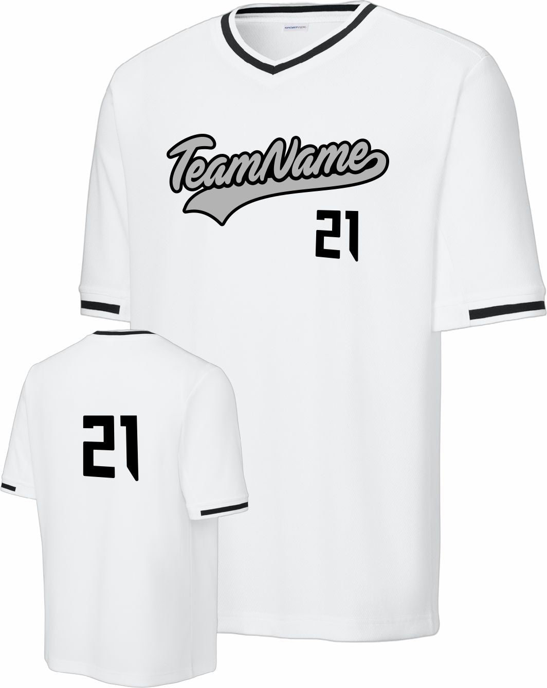 Sport-TEK Tough Mesh V-Neck Custom Baseball Jersey, color: White