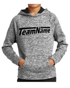 Sport-TEK Electric Heather Fleece Hooded Custom Sweatshirt, color: Black Electric