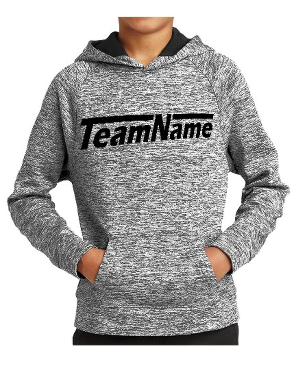 Sport-TEK Youth Electric Heather Fleece Hooded Custom Sweatshirt, color: Black Electric