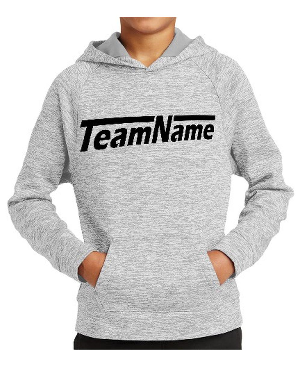 Sport-TEK Youth Electric Heather Fleece Hooded Custom Sweatshirt, color: Silver Electric