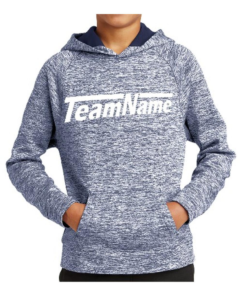 Sport-TEK Youth Electric Heather Fleece Hooded Custom Sweatshirt, color: True Navy Electric