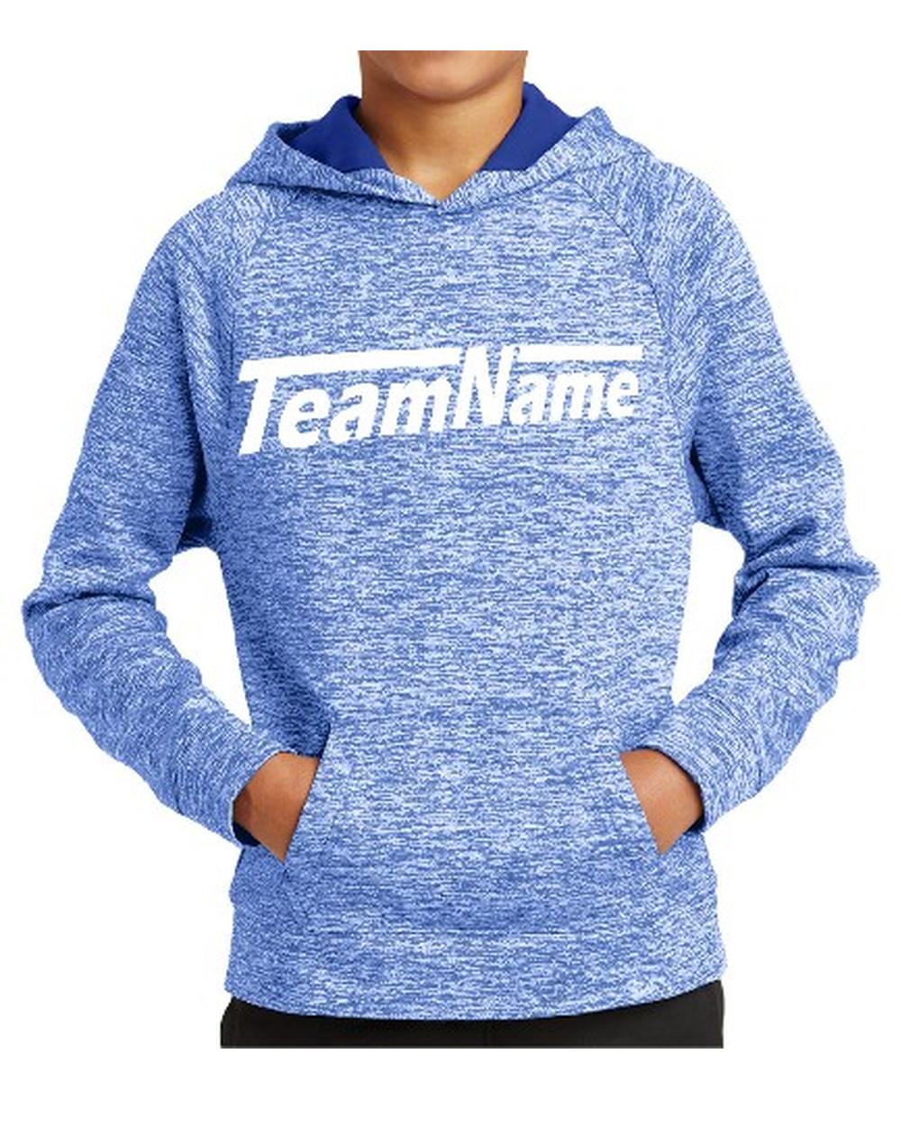 Sport-TEK Youth Electric Heather Fleece Hooded Custom Sweatshirt, color: True Royal Electric