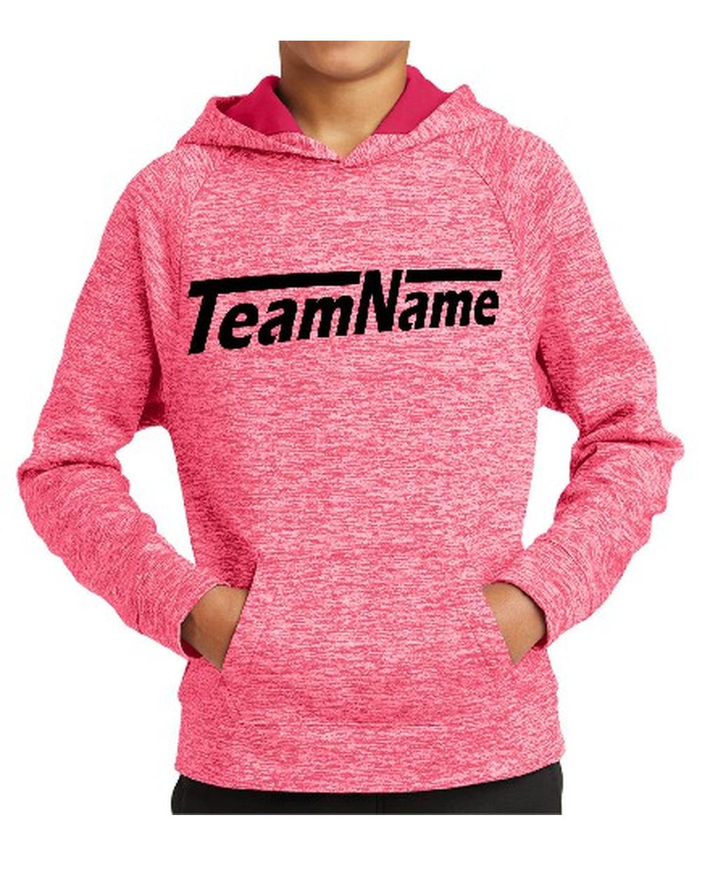 Sport-TEK Youth Electric Heather Fleece Hooded Custom Sweatshirt, color: Power Pink Electric