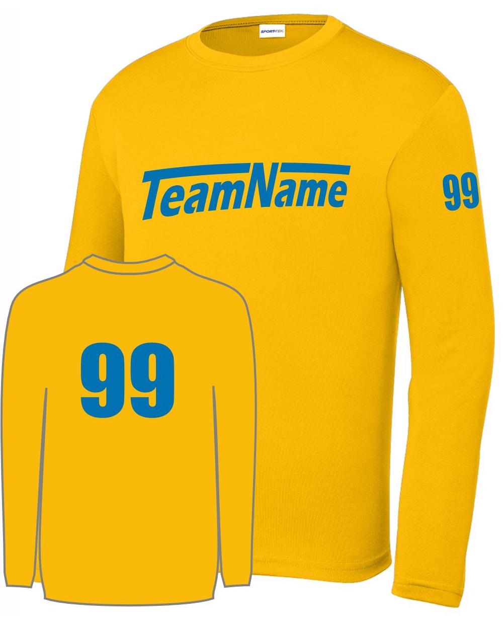 Sport-TEK Base Custom L/S Performance Jersey, color: Gold