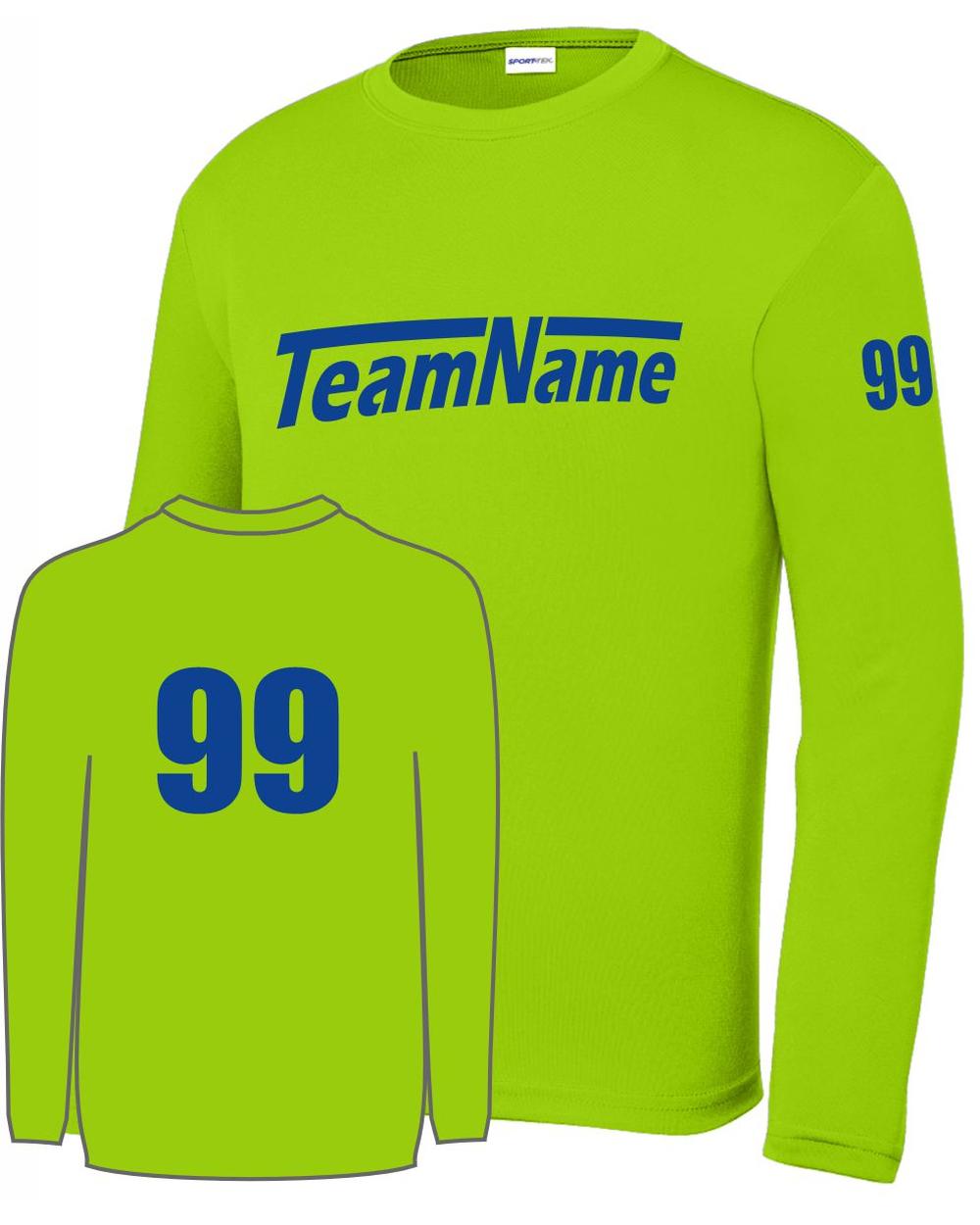 Sport-TEK Base Custom L/S Performance Jersey, color: Lime Shock