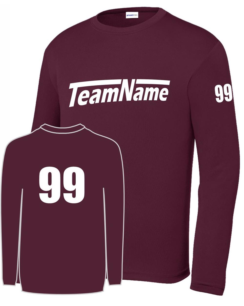 Sport-TEK Base Custom L/S Performance Jersey, color: Maroon