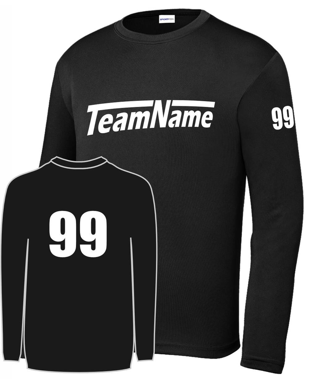 Sport-TEK Base Custom L/S Performance Jersey, color: Black