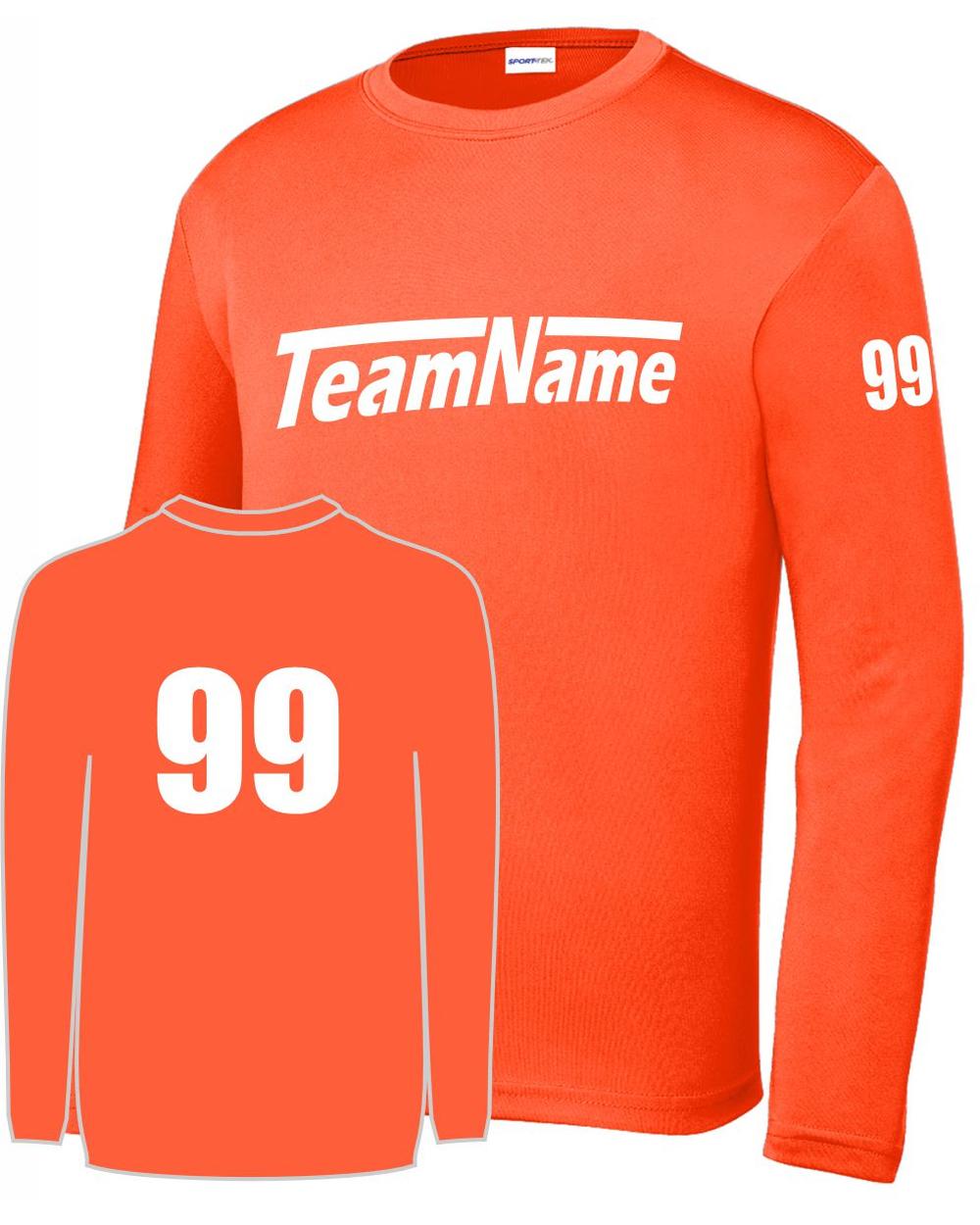 Sport-TEK Base Custom L/S Performance Jersey, color: Neon Orange