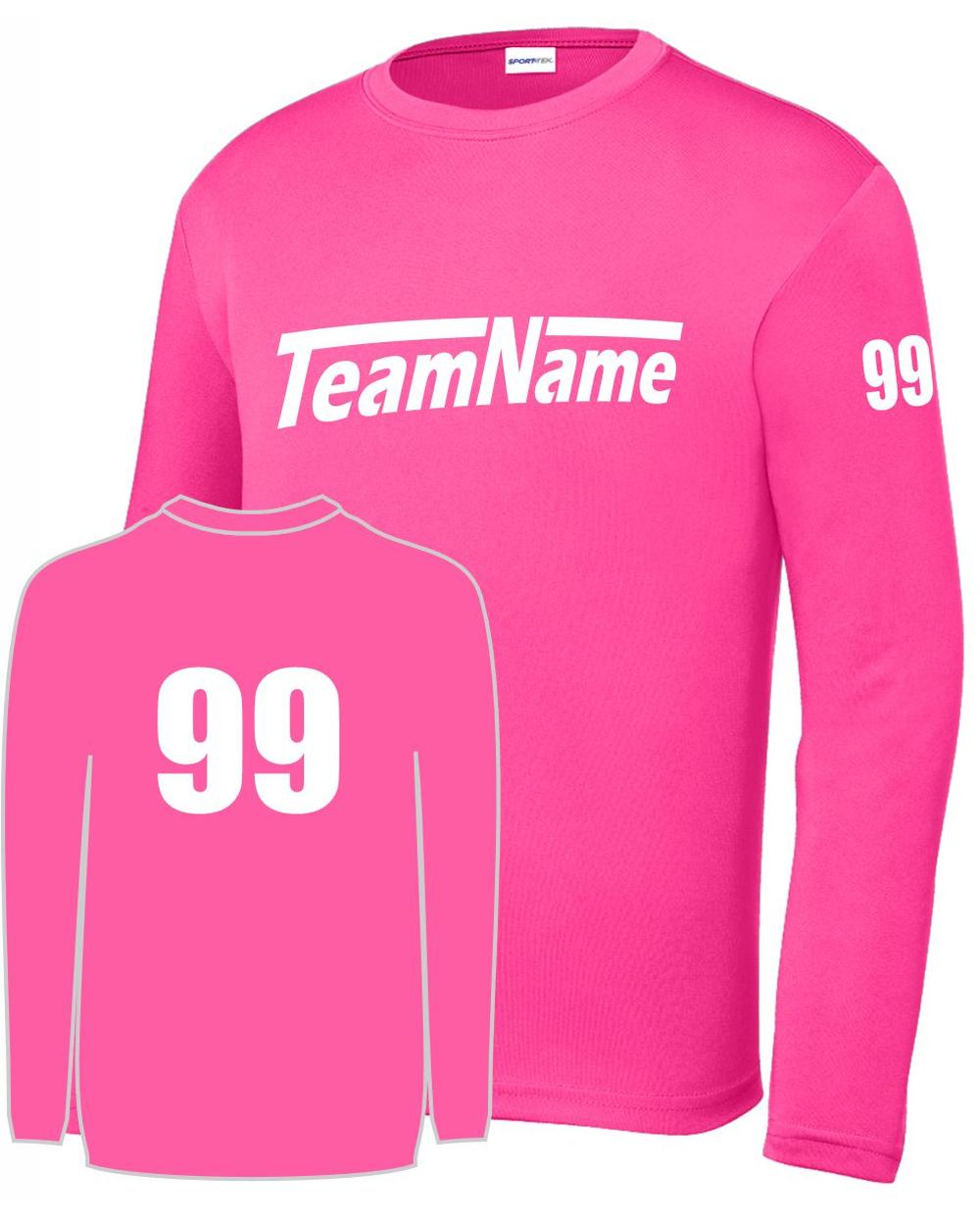 Sport-TEK Base Custom L/S Performance Jersey, color: Neon Pink
