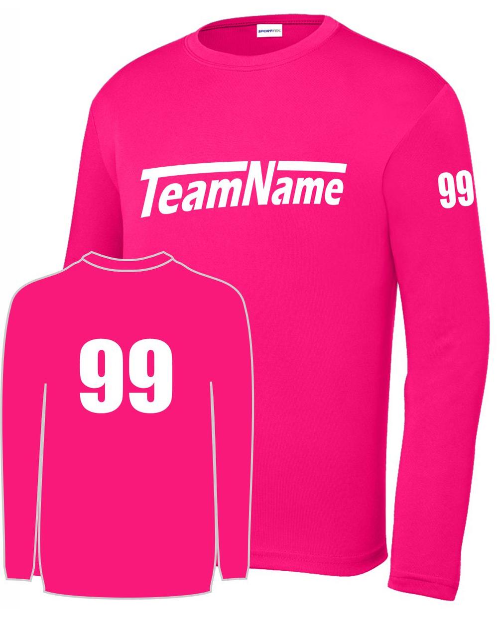 Sport-TEK Base Custom L/S Performance Jersey, color: Pink Raspberry