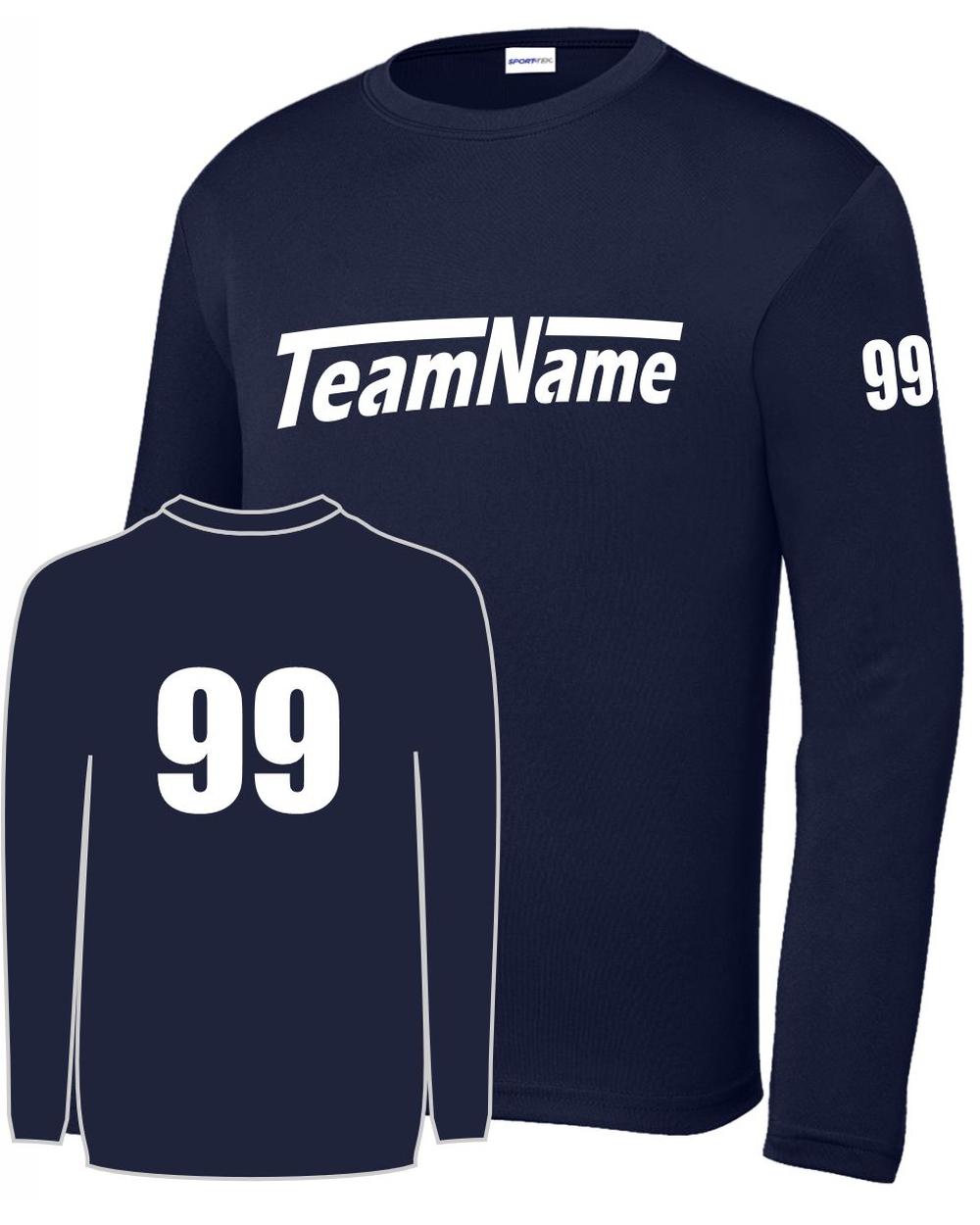 Sport-TEK Base Custom L/S Performance Jersey, color: True Navy