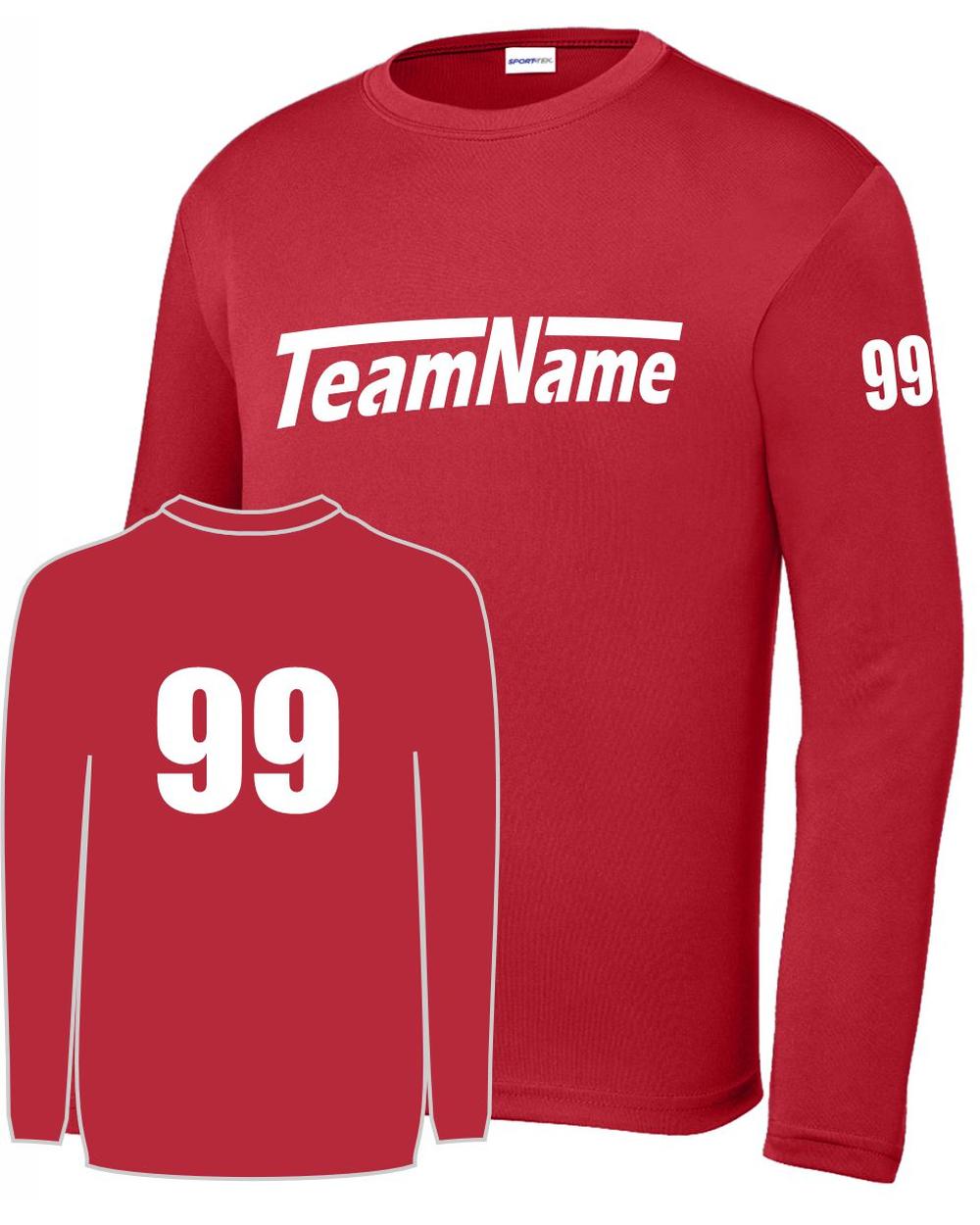 Sport-TEK Base Custom L/S Performance Jersey, color: True Red