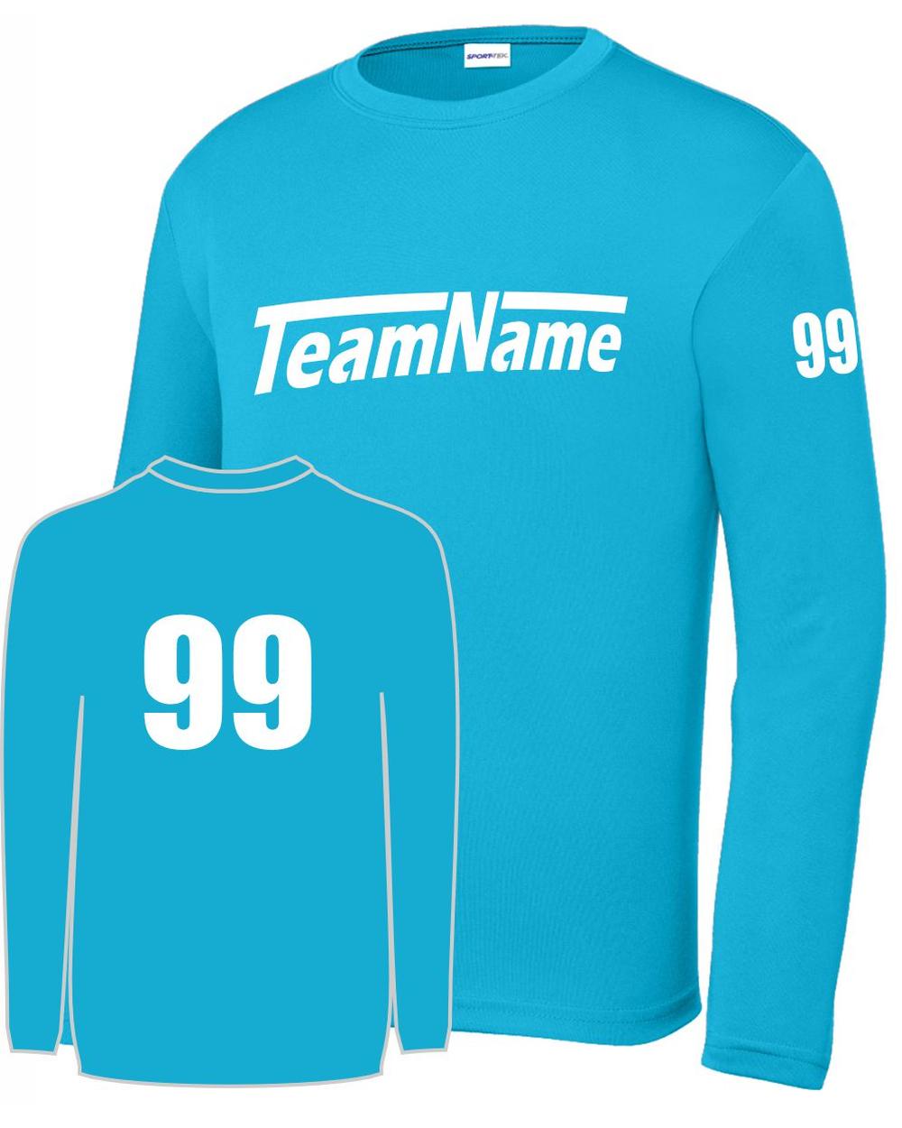 Sport-TEK Base Custom L/S Performance Jersey, color: Atomic Blue