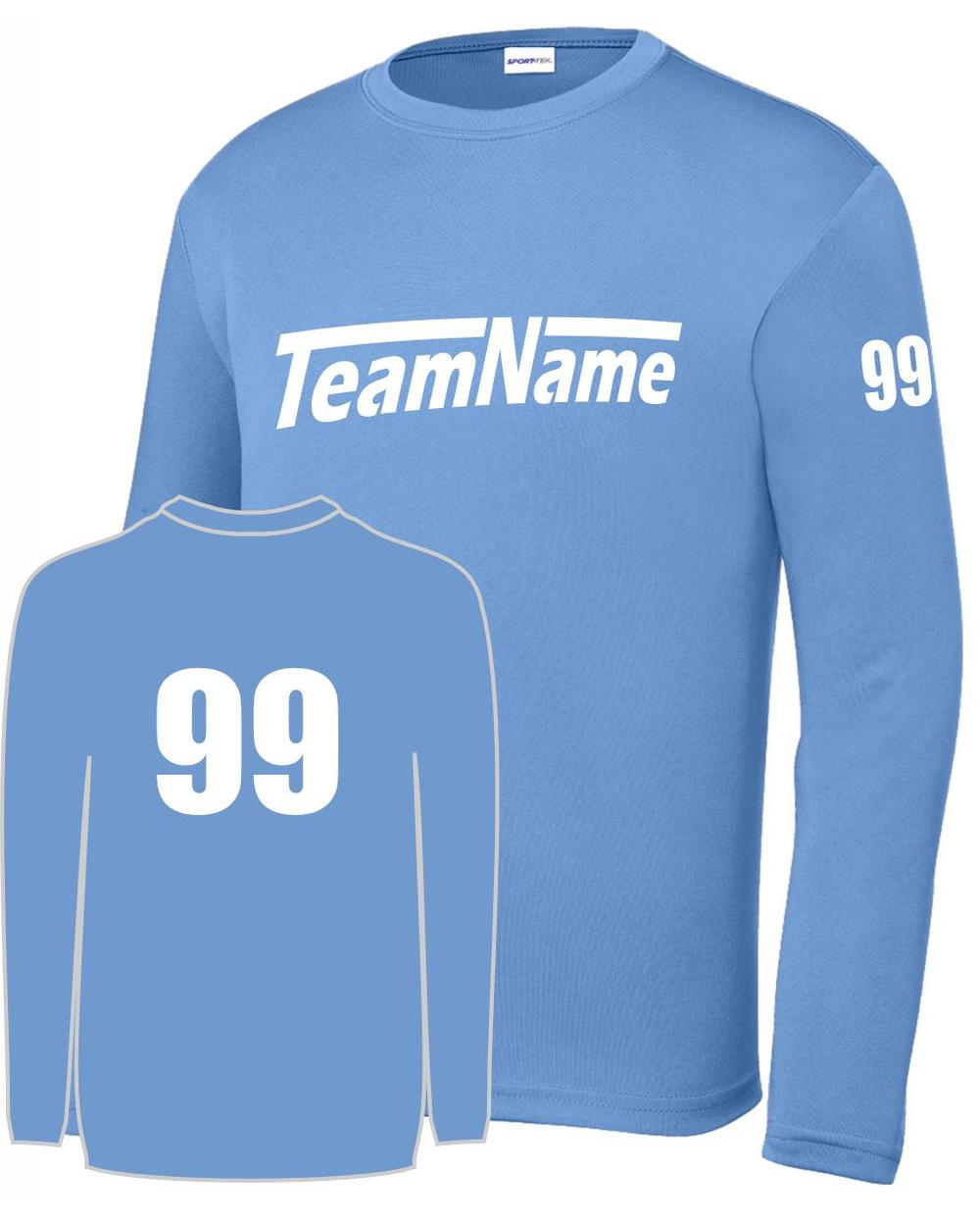 Sport-TEK Base Custom L/S Performance Jersey, color: Carolina Blue