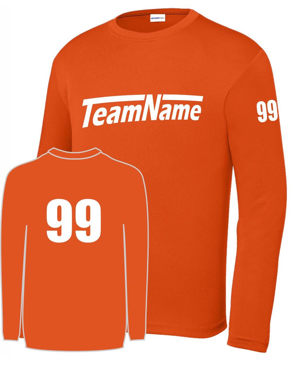 Sport-TEK Base Custom L/S Performance Jersey, color: Deep Orange
