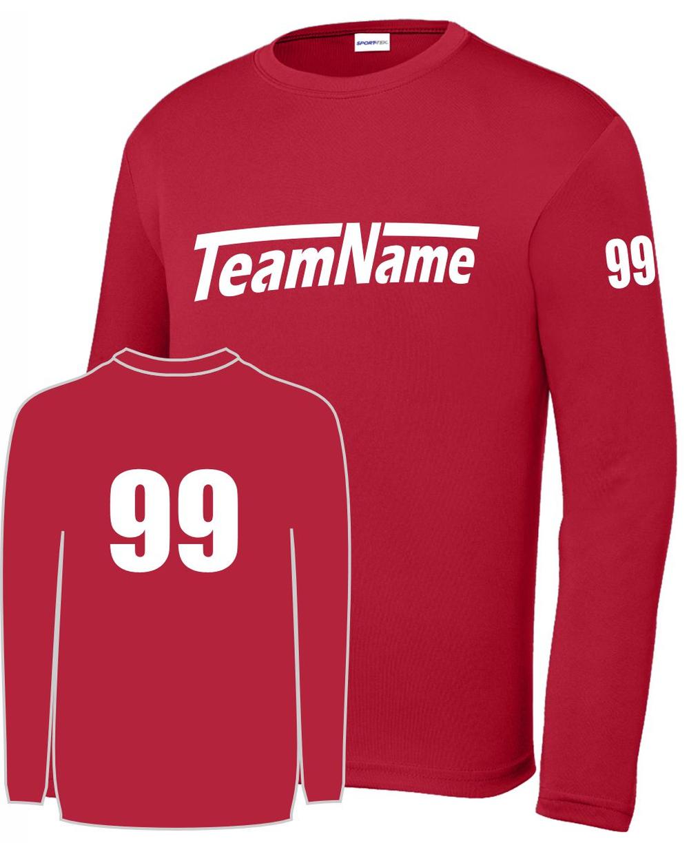 Sport-TEK Base Custom L/S Performance Jersey, color: Deep Red