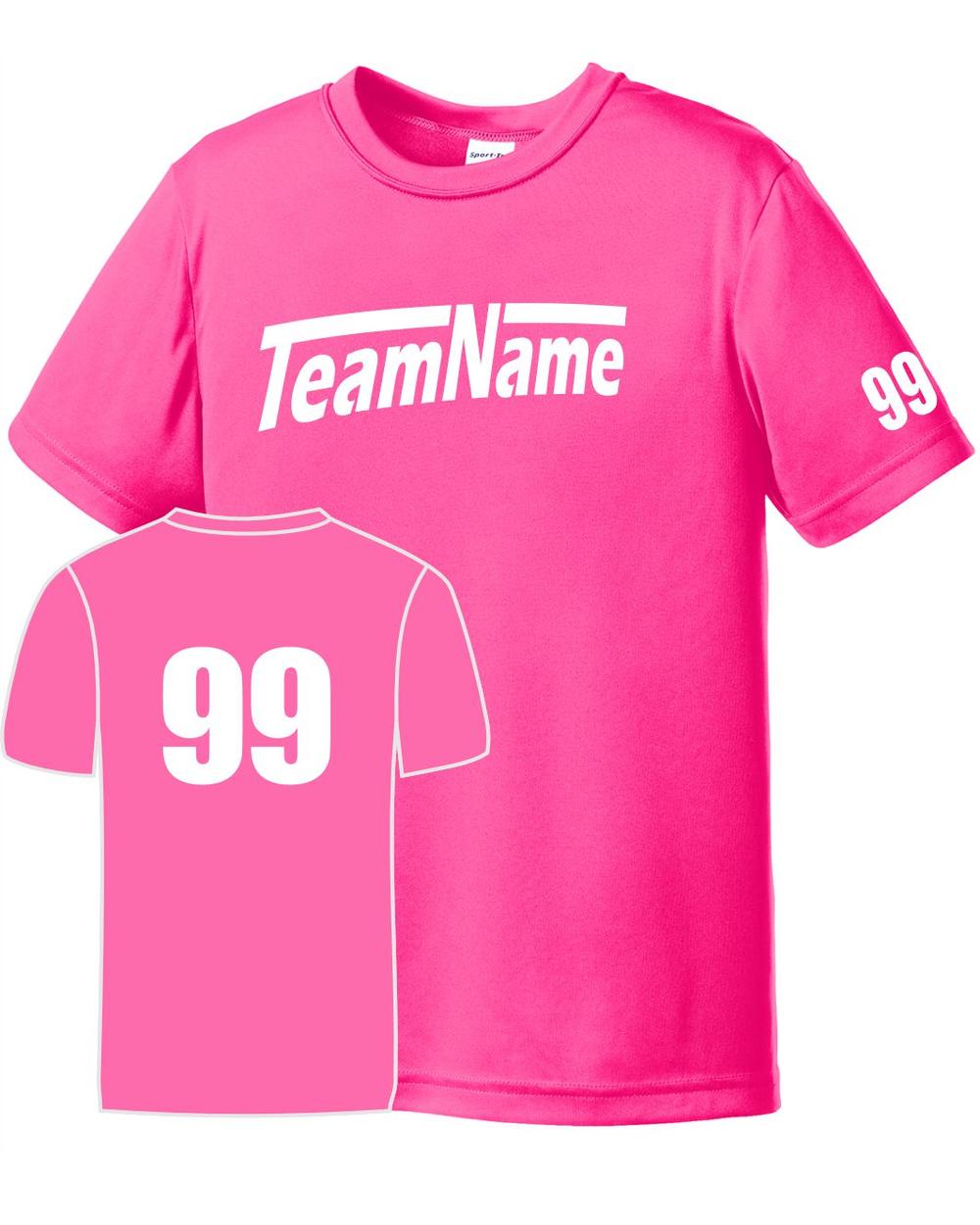 Sport-TEK Youth Base Custom Performance Jersey, color: Neon Pink