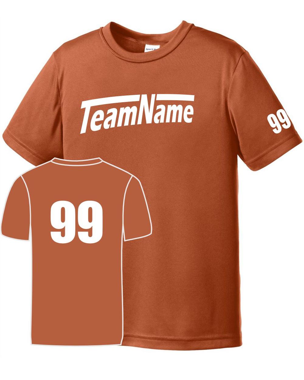 Sport-TEK Base Custom Performance Jersey, color: Texas Orange