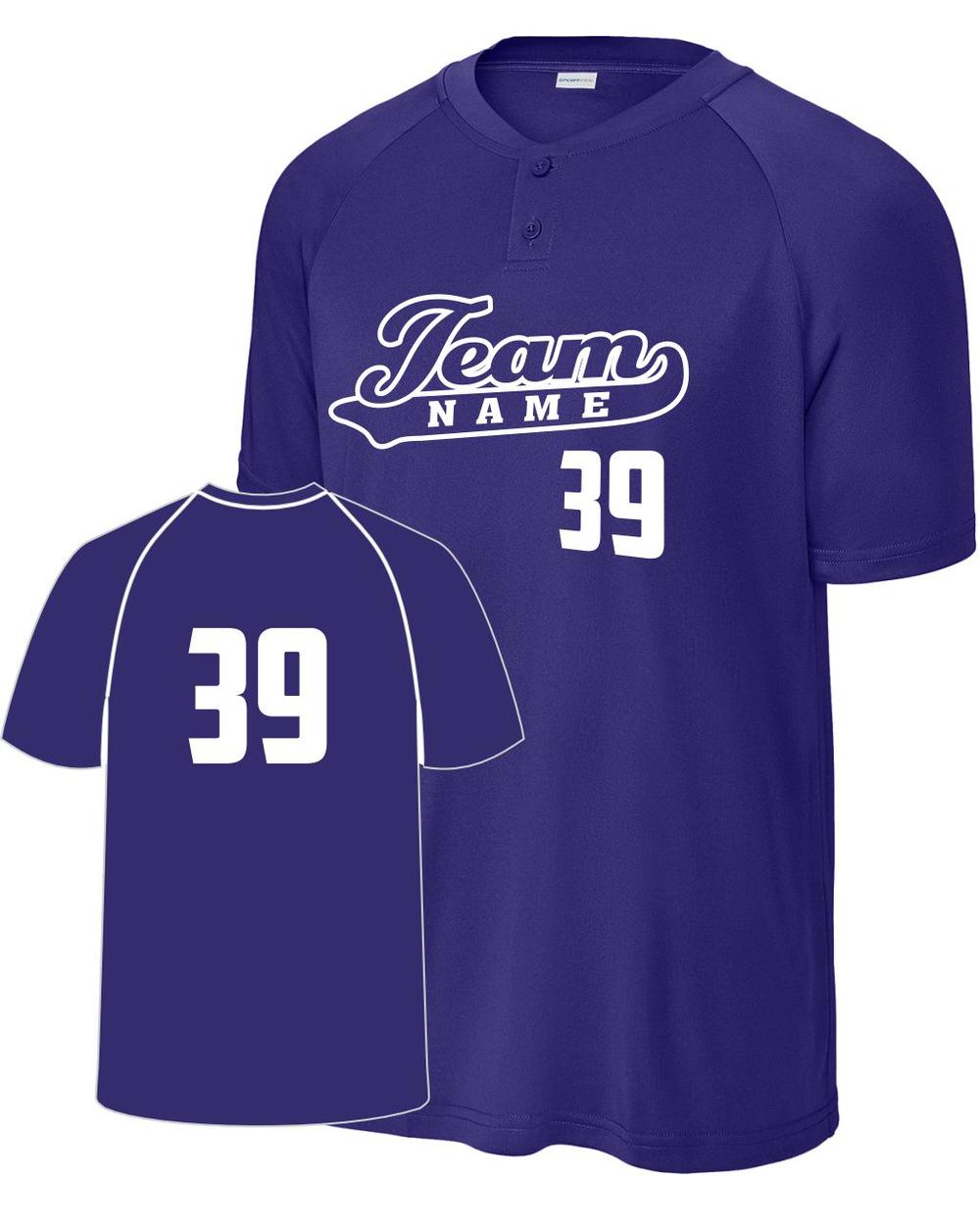 Sport-TEK Men's Competitor 2-Button Custom Baseball Jersey, color: Purple