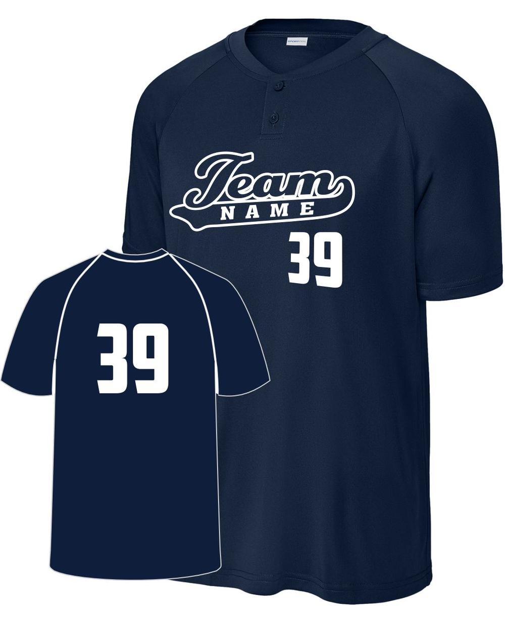 Sport-TEK Men's Competitor 2-Button Custom Baseball Jersey, color: True Navy