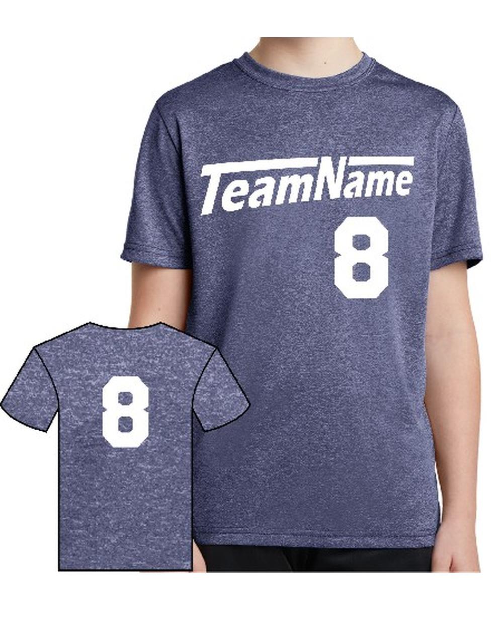Sport-TEK Youth Heather Contender Custom Sports T-Shirt, color: True Navy Heather