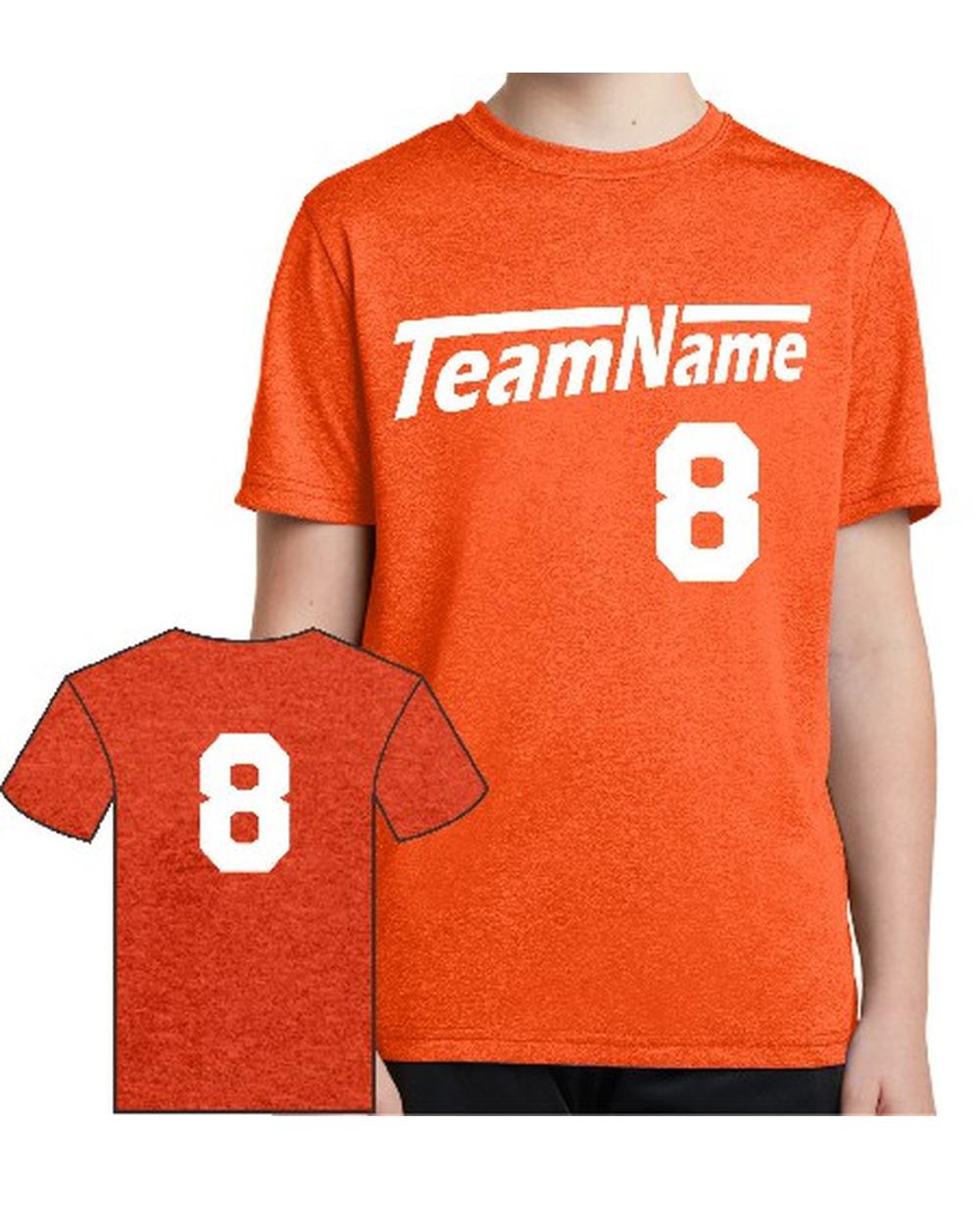Sport-TEK Youth Heather Contender Custom Sports T-Shirt, color: Deep Orange Heather