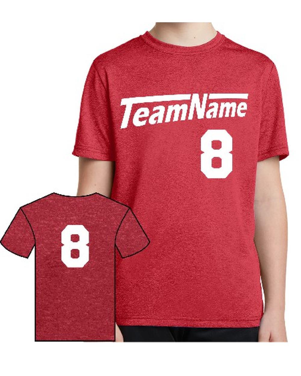 Sport-TEK Youth Heather Contender Custom Sports T-Shirt, color: Scarlet Heather