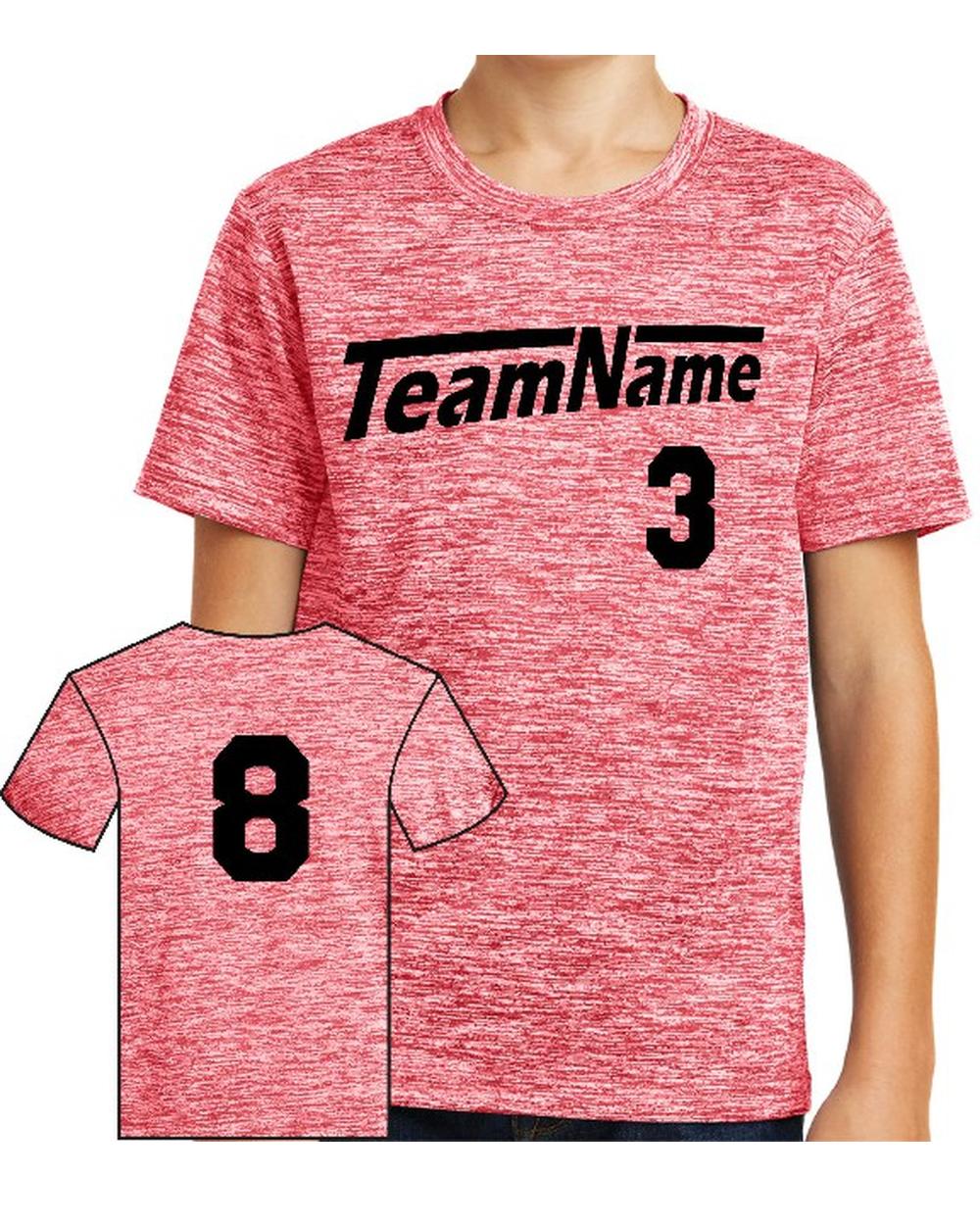 Sport-TEK Youth Electric Heather Custom Sports T-Shirt, color: Deep Red Electric