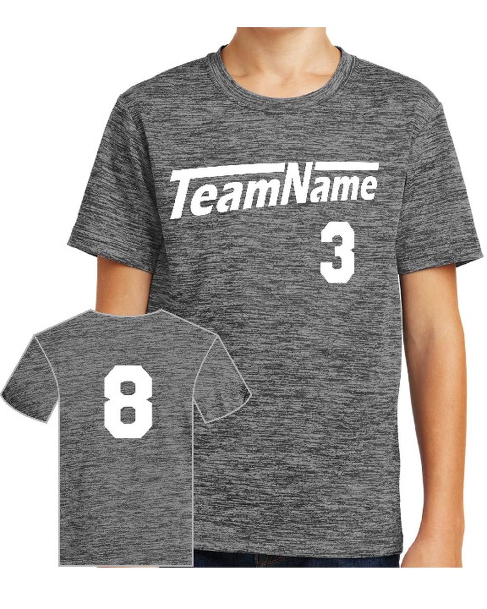 Sport-TEK Youth Electric Heather Custom Sports T-Shirt, color: Grey-Black Electric