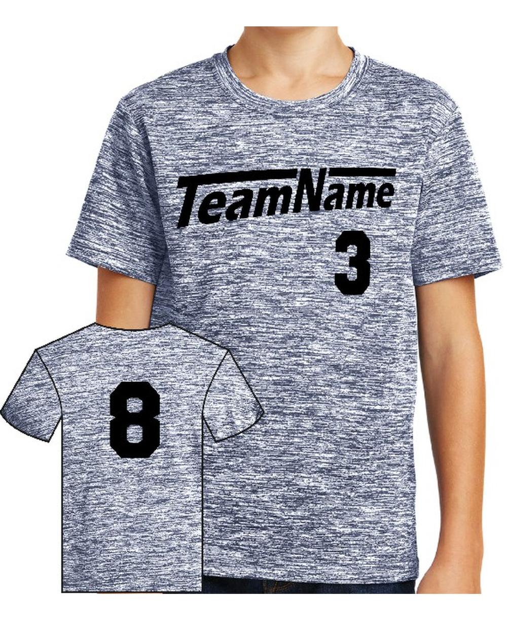 Sport-TEK Youth Electric Heather Custom Sports T-Shirt, color: True Navy Electric