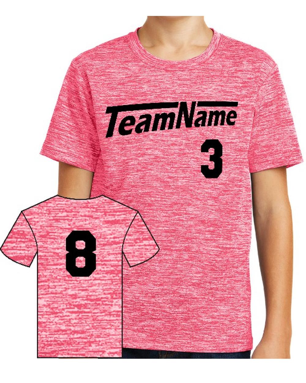 Sport-TEK Youth Electric Heather Custom Sports T-Shirt, color: Power Pink Electric