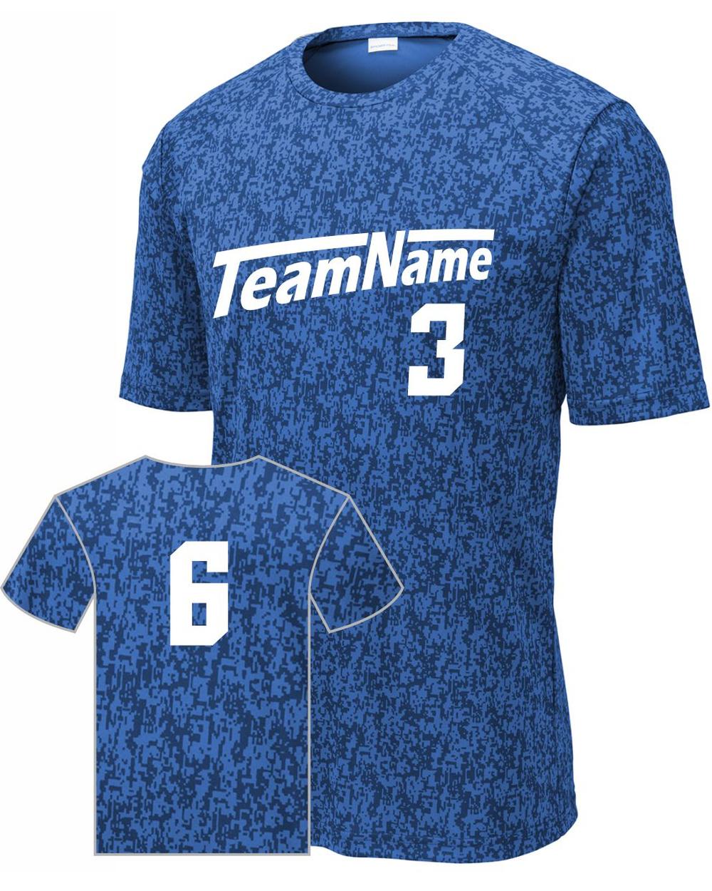 Sport-TEK Youth Digi Camo S/S Custom Sport T-Shirt, color: Royal Camo