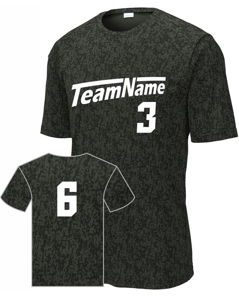 Sport-TEK Youth Digi Camo S/S Custom Sport T-Shirt, color: Black Camo