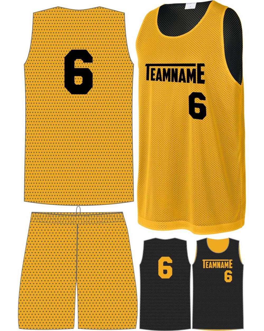 Sport-TEK Youth Posicharge Mesh Rev Custom Basketball Uniform, color: Gold/Black