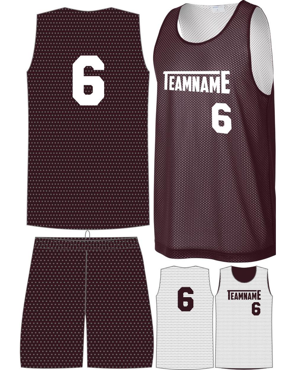 Sport-TEK Youth Posicharge Mesh Rev Custom Basketball Uniform, color: Maroon/White