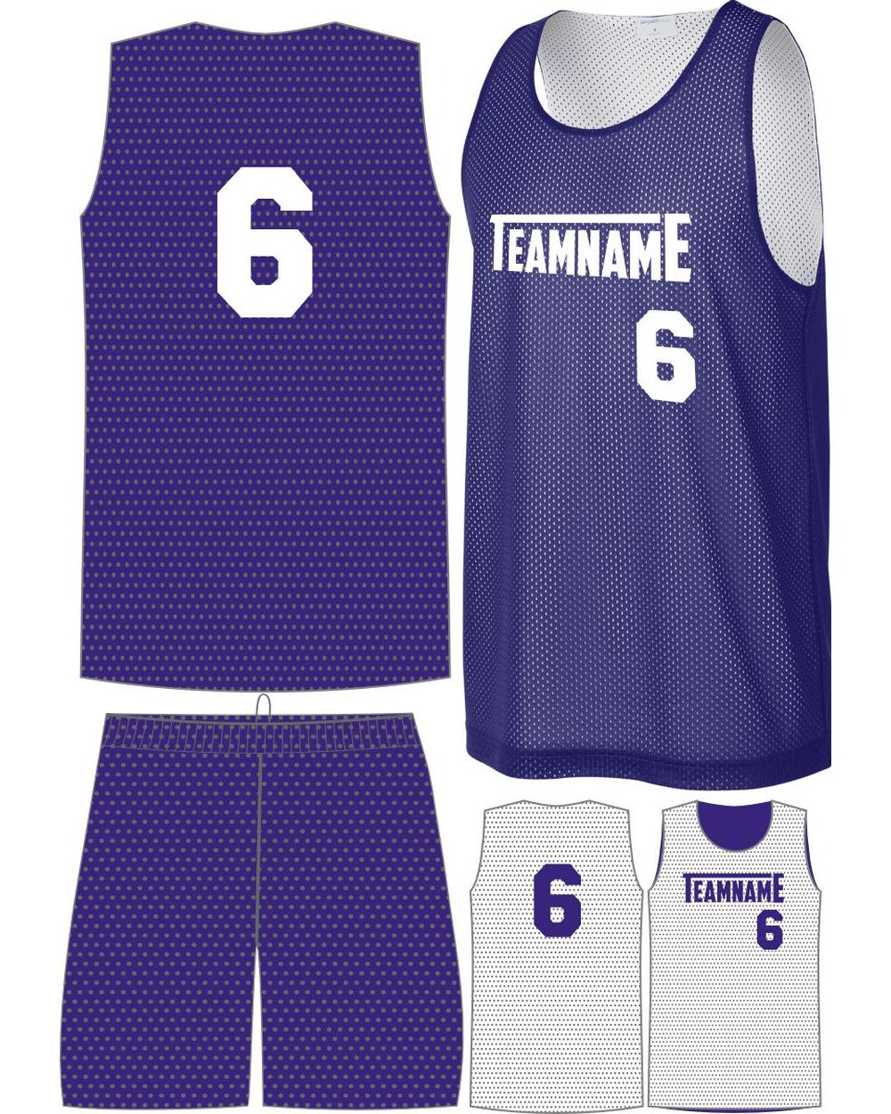 Sport-TEK Youth Posicharge Mesh Rev Custom Basketball Uniform, color: Purple/White