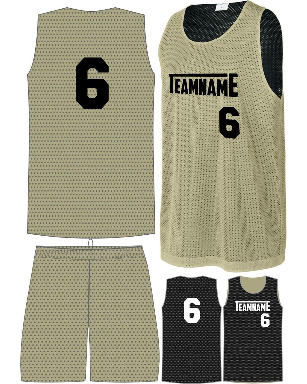 Sport-TEK Posicharge Mesh Rev Custom Basketball Uniform, color: Vegas Gold/Black