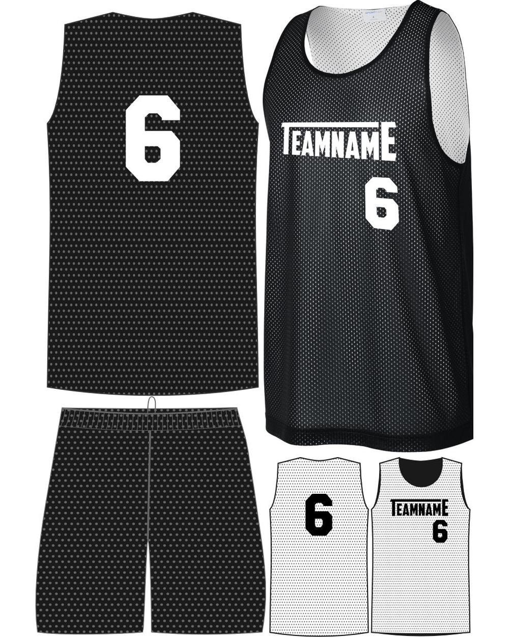 Sport-TEK Youth Posicharge Mesh Rev Custom Basketball Uniform, color: Black/White