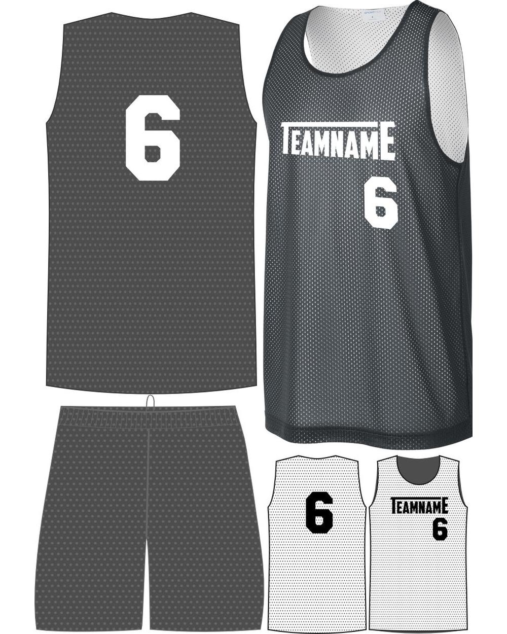 Sport-TEK Youth Posicharge Mesh Rev Custom Basketball Uniform, color: Iron Grey/White