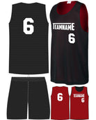 Sport-TEK Posicharge Mesh Rev Custom Basketball Uniform, color: Black/Deep Red