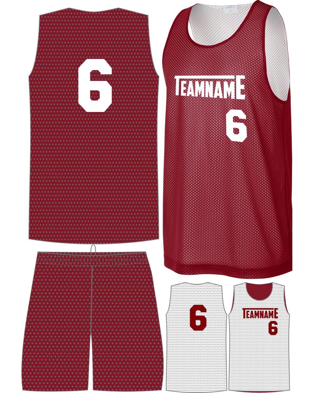 Sport-TEK Youth Posicharge Mesh Rev Custom Basketball Uniform, color: Deep Red/White