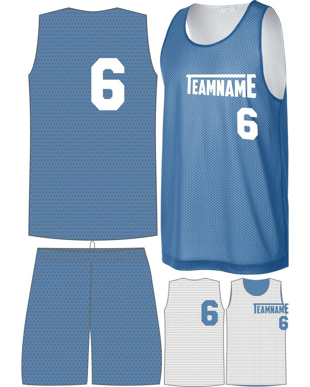 Sport-TEK Posicharge Mesh Rev Custom Basketball Uniform, color: Carolina Blue/White