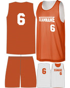 Sport-TEK Posicharge Mesh Rev Custom Basketball Uniform, color: Deep Orange/White