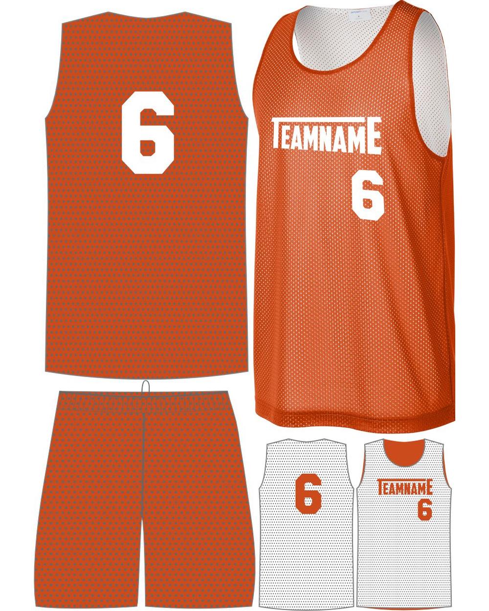 Sport-TEK Youth Posicharge Mesh Rev Custom Basketball Uniform, color: Deep Orange/White